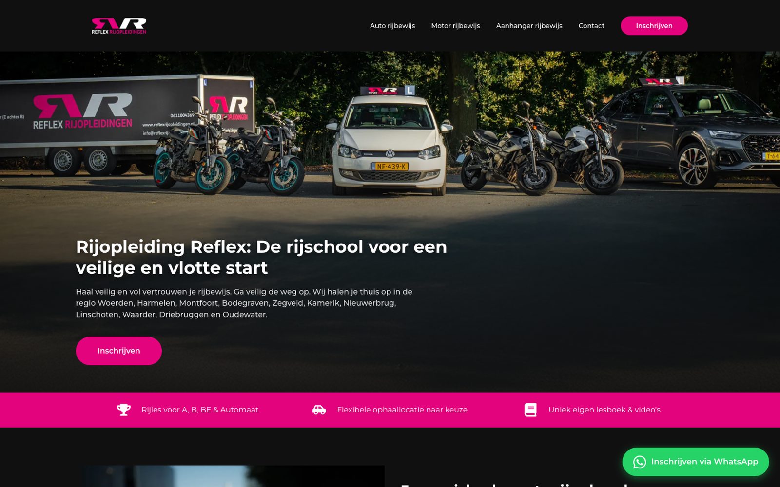 Website van Reflex Rijopleidingen in Woerden