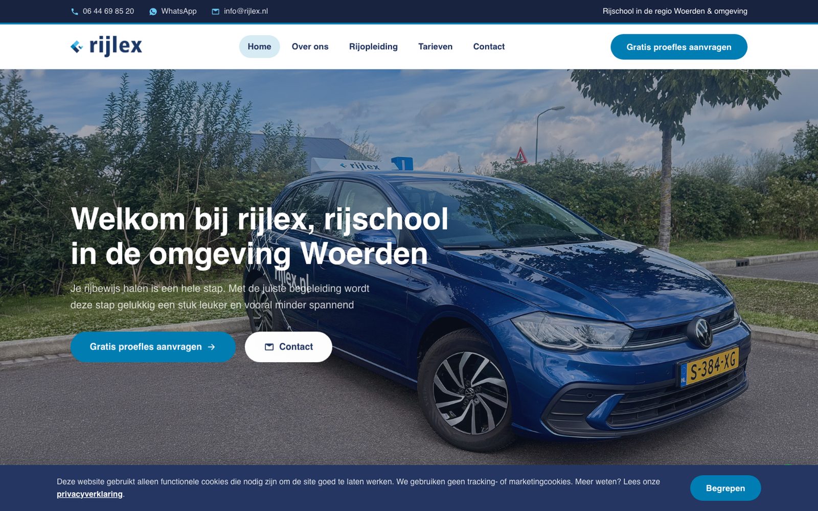 Website van rijschool Rijlex in Woerden