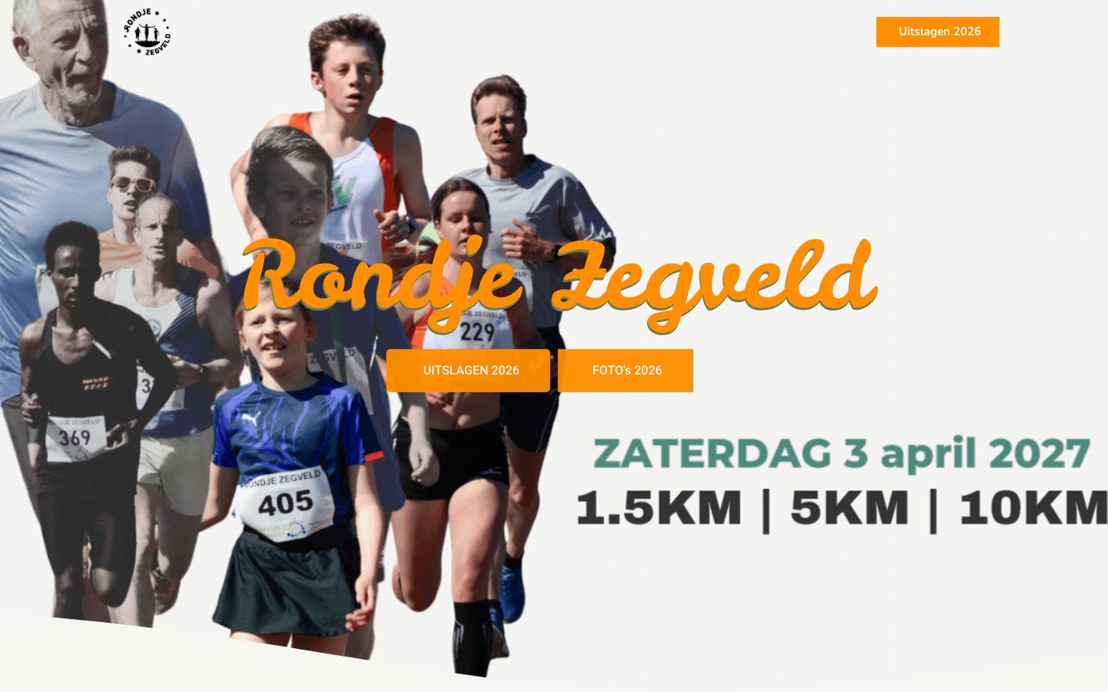 Website van hardloopevenement Rondje Zegveld